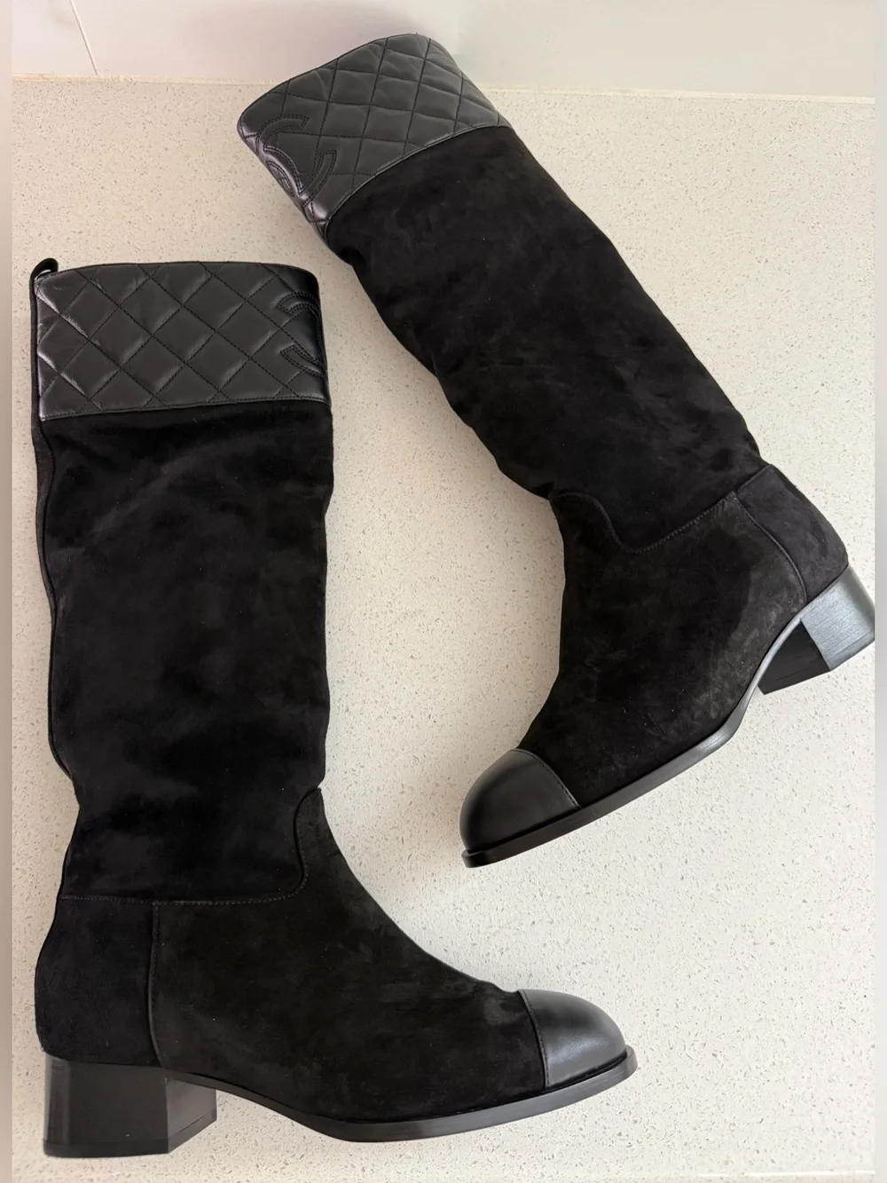 Chanel ‘23 Knee High Boots Black Leather/Suede